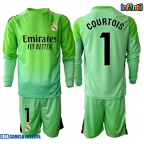 Camisa de Futebol Real Madrid Thibaut Courtois #1 Goleiro Equipamento Secundário Infantil 2025-26 Manga Comprida (+ Calças curtas)